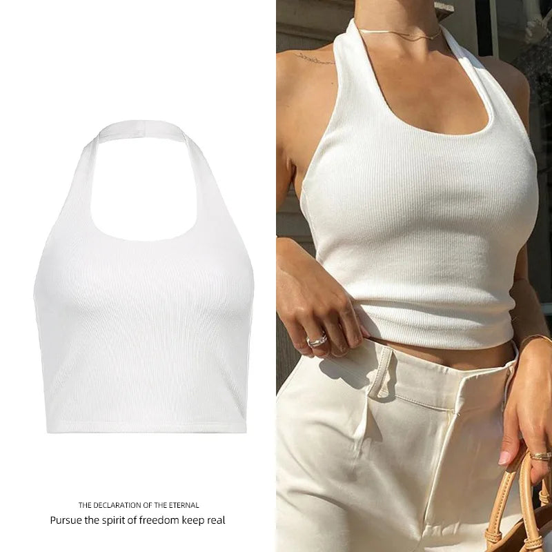 Ribbed Halter Crop Top