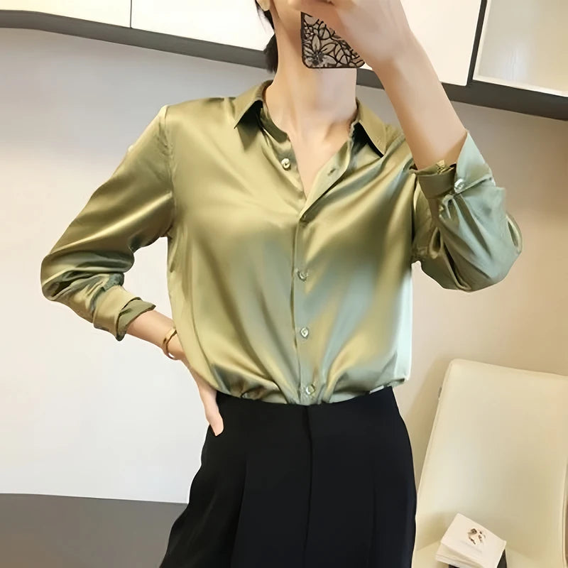 Chic Satin Button Blouse