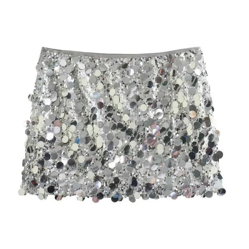 Silver Shine Mini Skirt