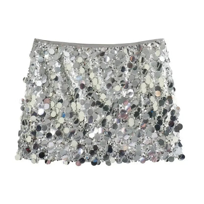 Silver Shine Mini Skirt
