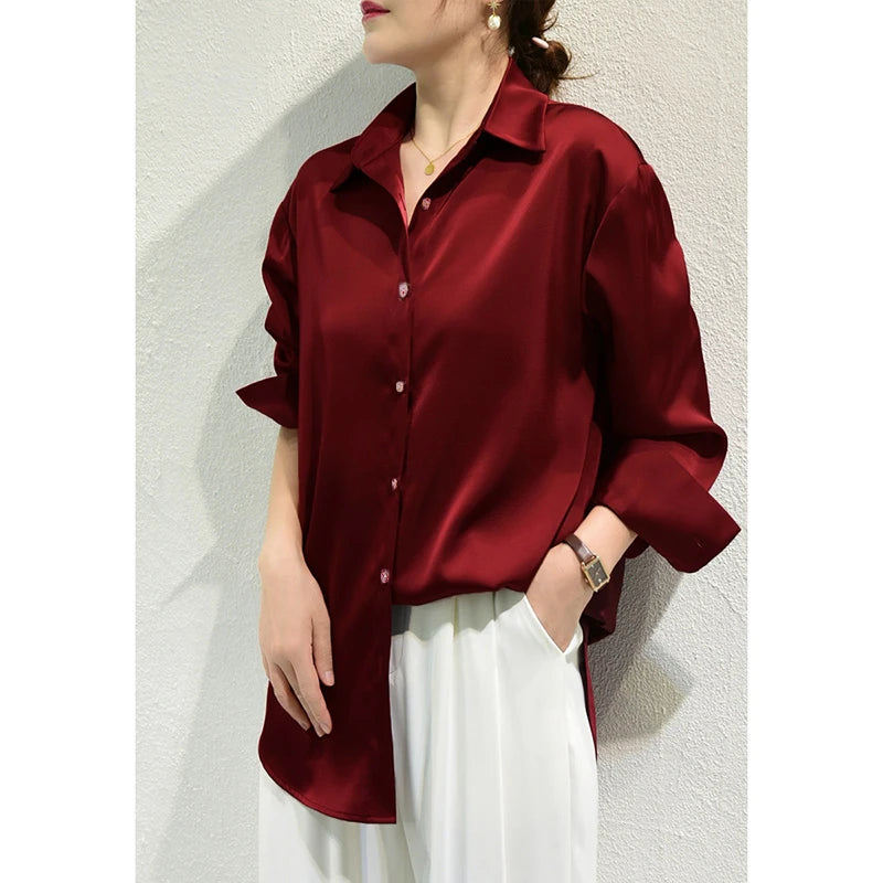 Chic Satin Button Blouse