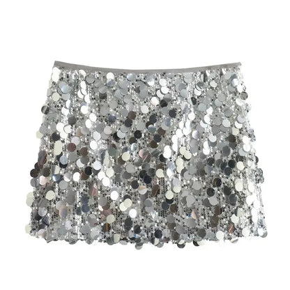 Silver Shine Mini Skirt