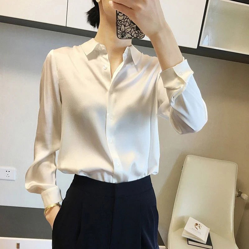 Chic Satin Button Blouse