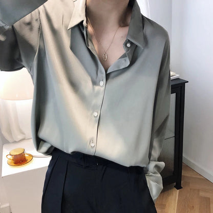 Chic Satin Button Blouse