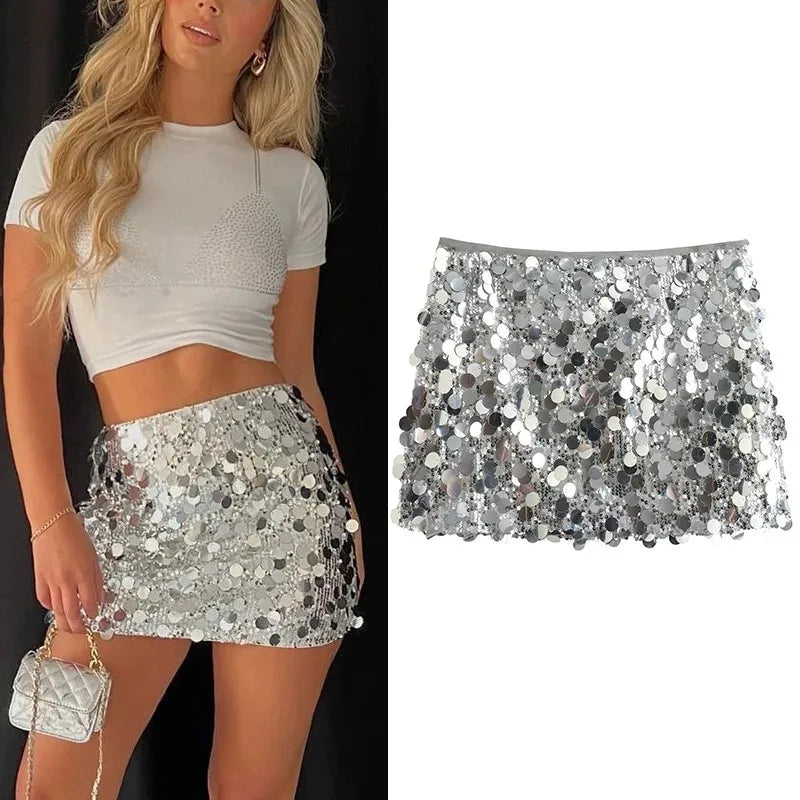 Silver Shine Mini Skirt