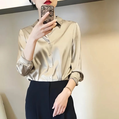 Chic Satin Button Blouse