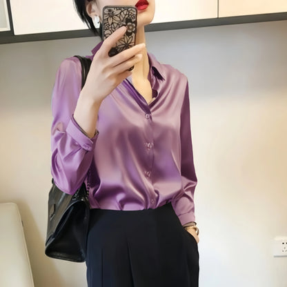 Chic Satin Button Blouse