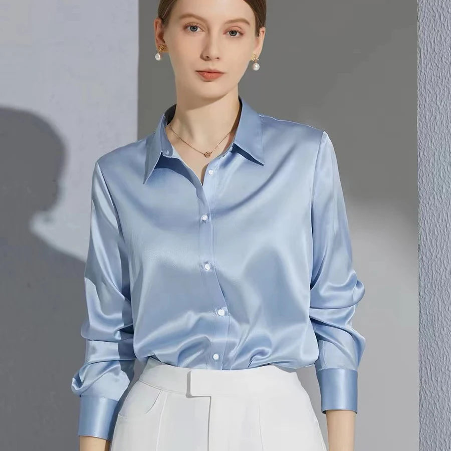 Chic Satin Button Blouse