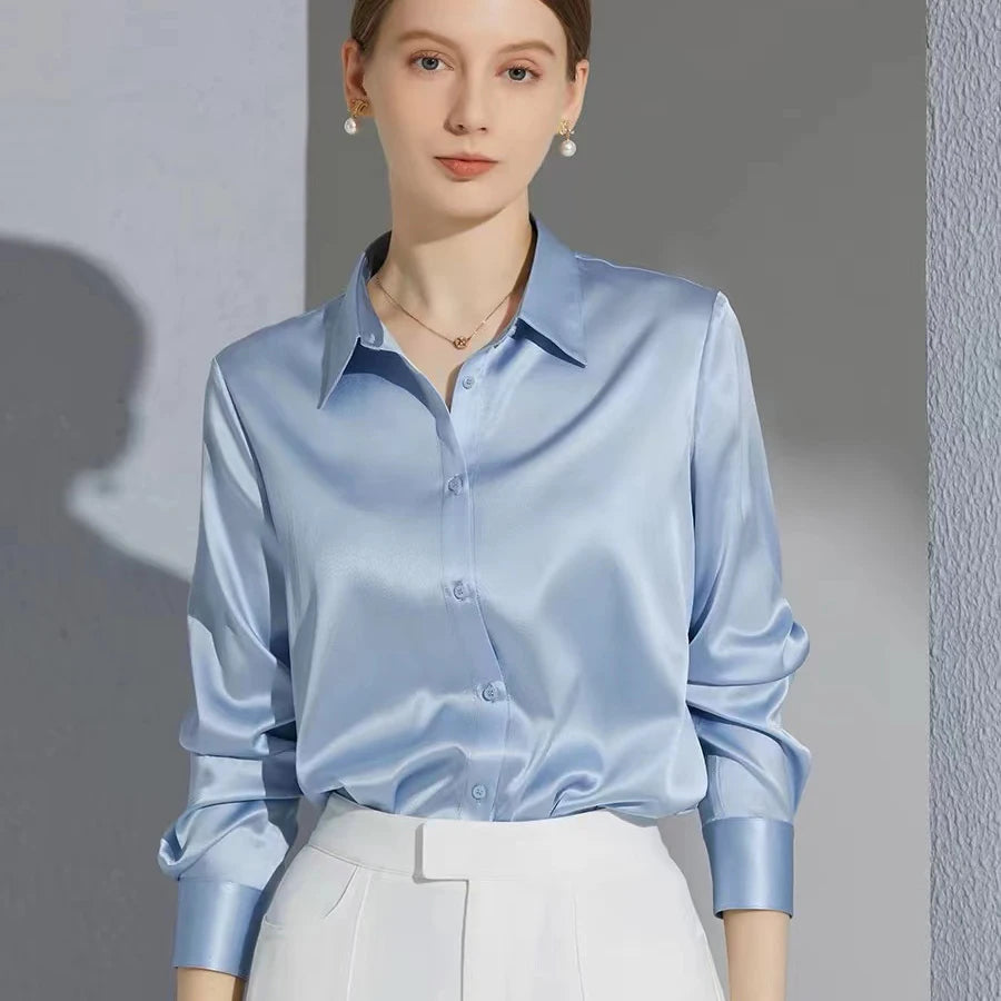 Chic Satin Button Blouse