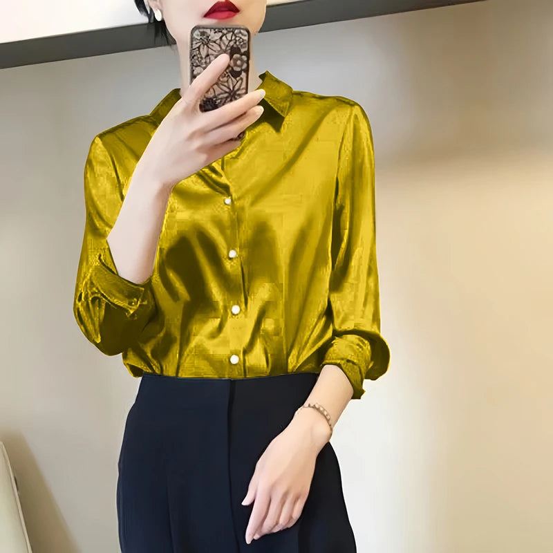 Chic Satin Button Blouse