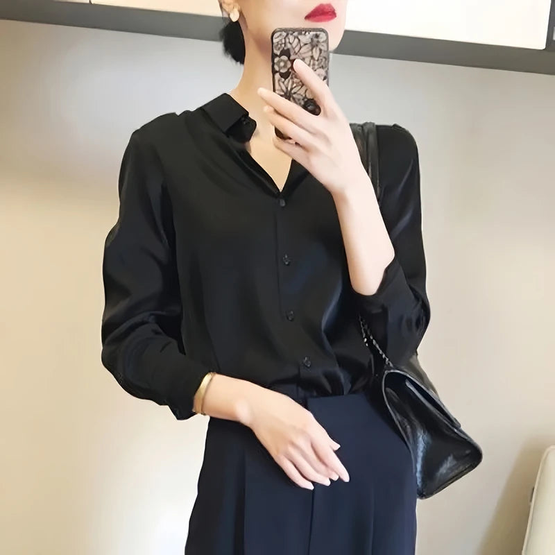 Chic Satin Button Blouse